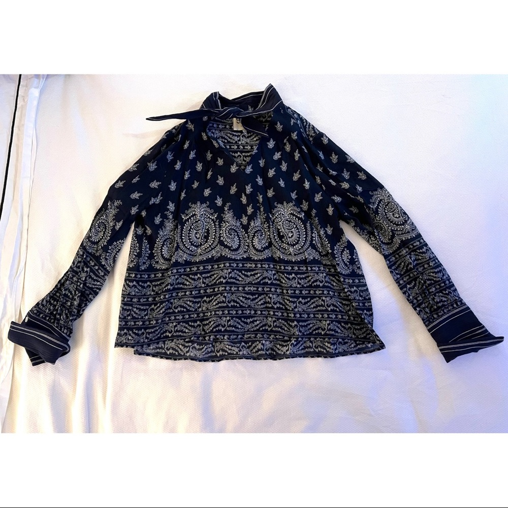 Sea New York Navy and White Blouse